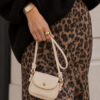 Mini Shoulder Bag with Snap Fasteners Cream