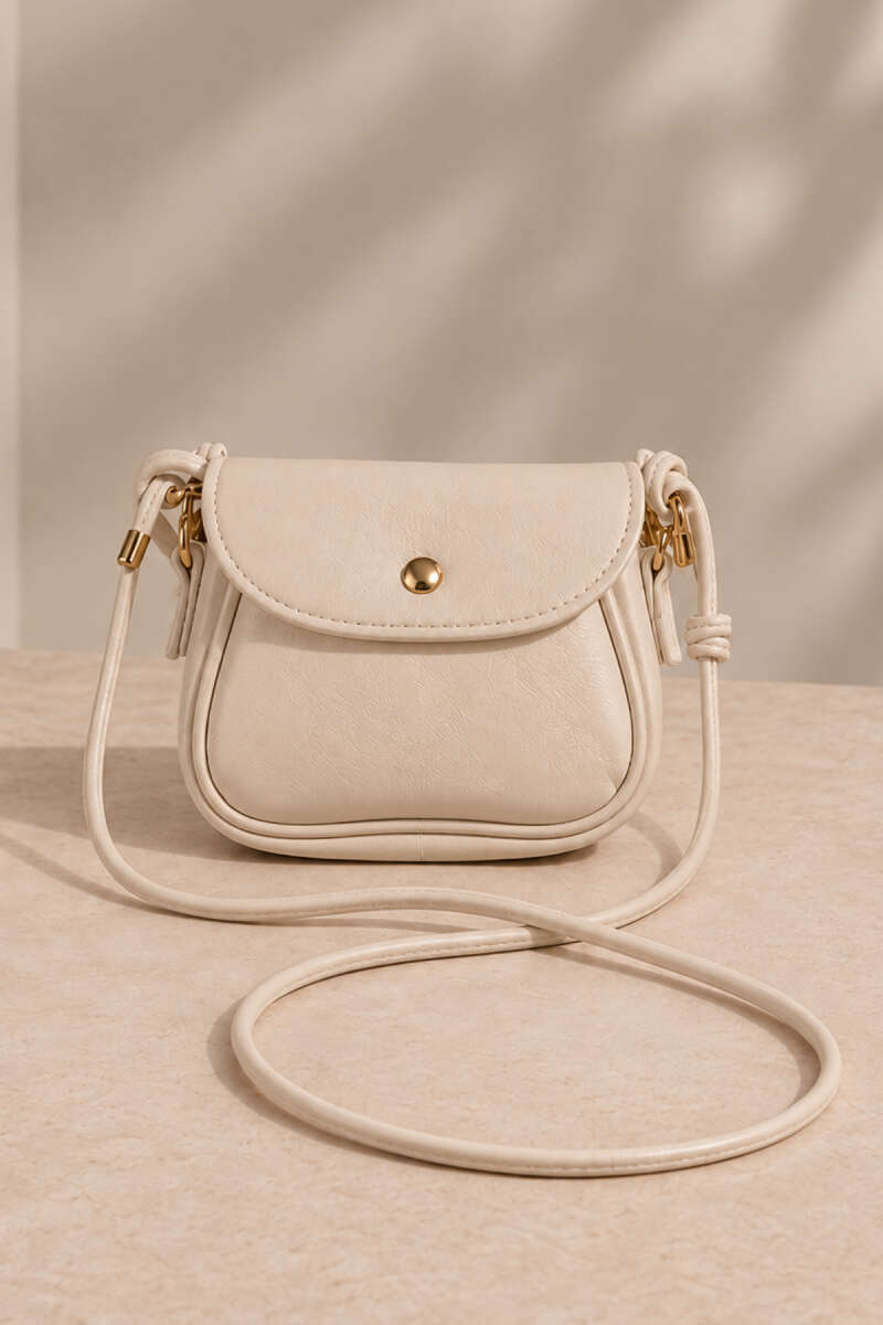 Mini Shoulder Bag with Snap Fasteners Cream - Imagen 2