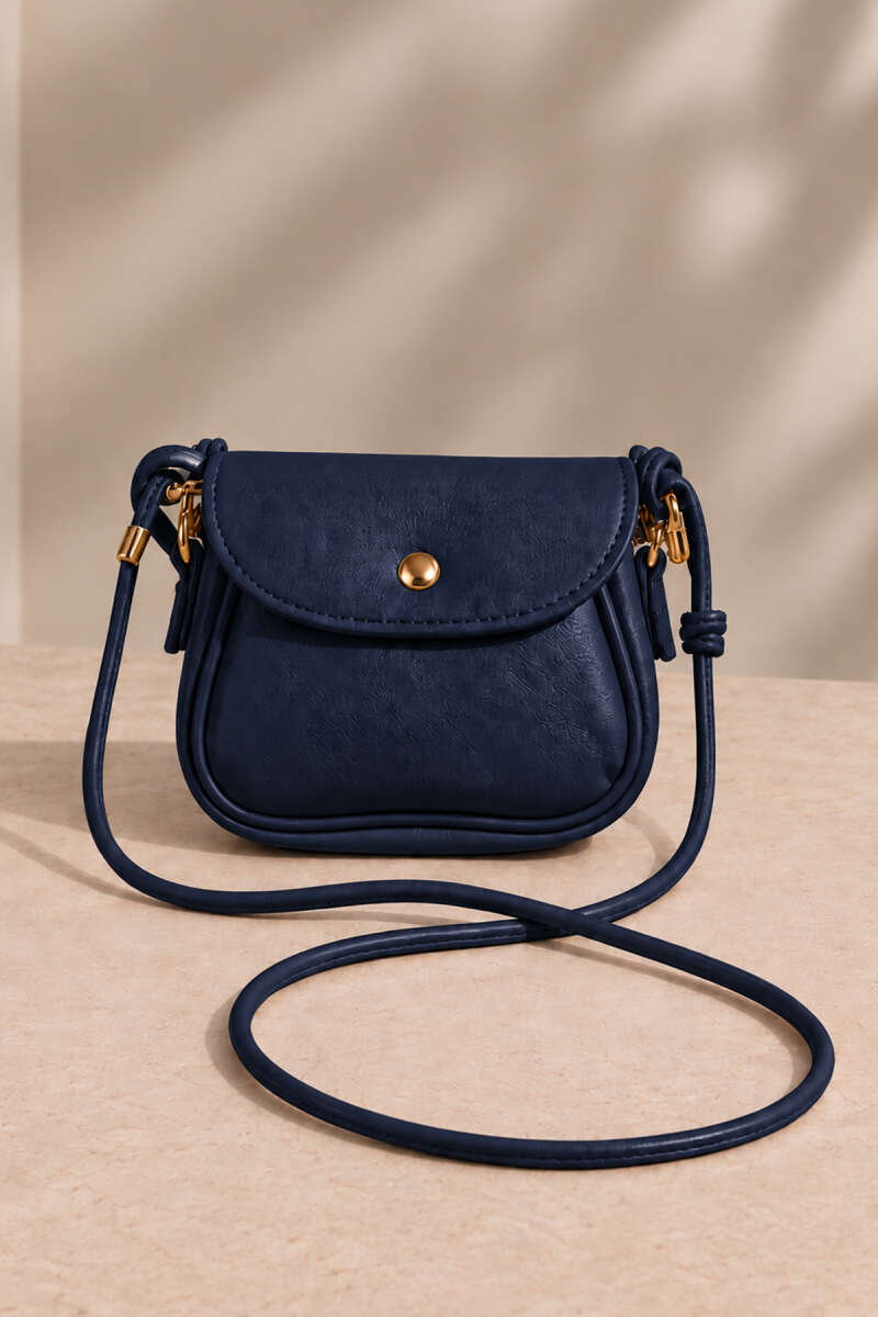 Mini Shoulder Bag with Snap Fasteners Navy Blue - immagine 2