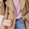 Mini Shoulder Bag with Snap Fasteners Powder Pink