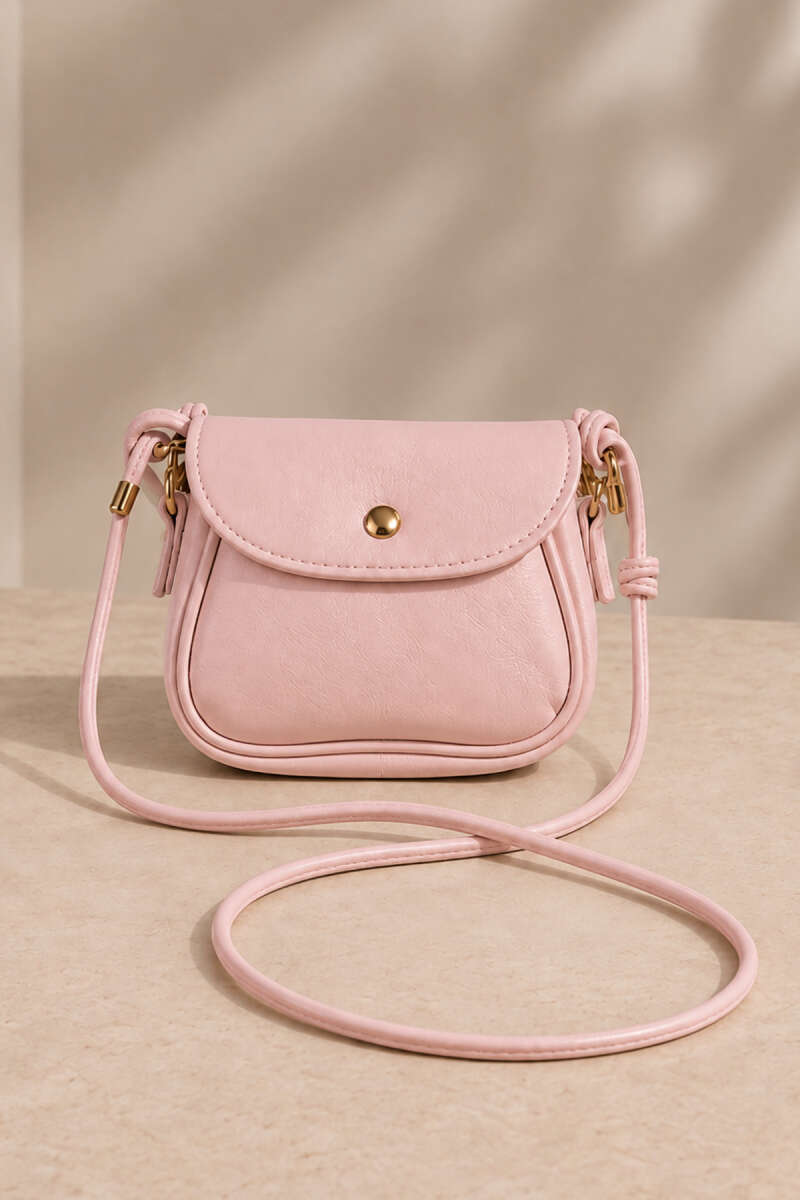 Mini Shoulder Bag with Snap Fasteners Powder Pink - immagine 2