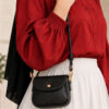 Mini Shoulder Bag with Snap Fasteners Black