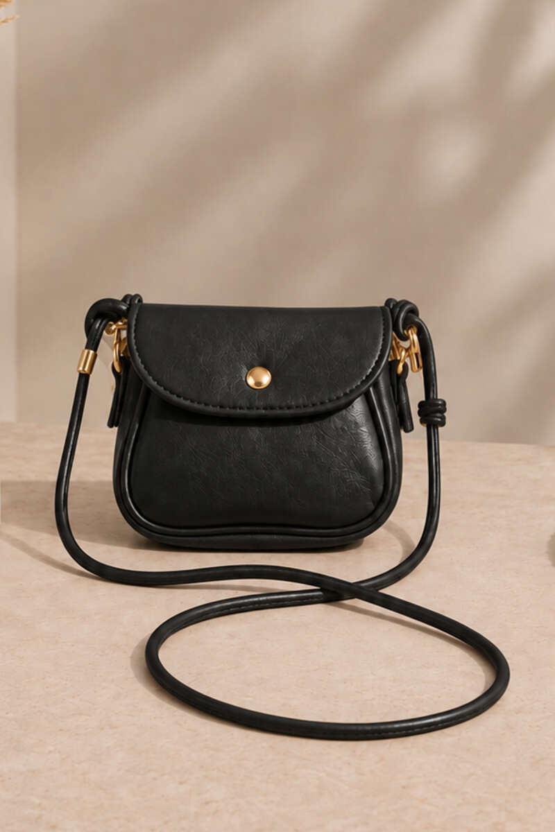Mini Shoulder Bag with Snap Fasteners Black - immagine 2