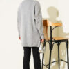 Striped Diamond Pattern Knit Tunic Grey - الصورة 3
