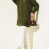 Striped Diamond Pattern Knit Tunic Khaki