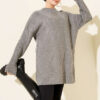 Striped Diamond Pattern Knit Tunic Slate Grey
