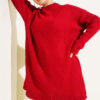 Striped Diamond Pattern Knit Tunic Red