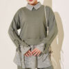 Striped Trim French Terry Two-Piece Set Khaki - Imagen 2