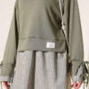 Striped Trim French Terry Two-Piece Set Khaki - Imagen 4