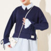 Striped Trim French Terry Two-Piece Set Navy Blue - Imagen 2