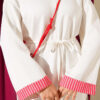 Striped French terry drawstring tunic Ecru - الصورة 4