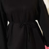 Striped French terry drawstring tunic Black - الصورة 4