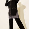 Striped Panel Stud Detail Two-Piece Set Black