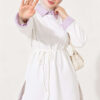Striped French terry basic tunic with hem edge detail Ecru