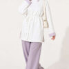 Striped French terry basic tunic with hem edge detail Ecru - immagine 2