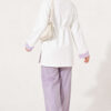 Striped French terry basic tunic with hem edge detail Ecru - immagine 3