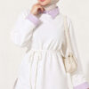 Striped French terry basic tunic with hem edge detail Ecru - immagine 4