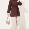 Striped French terry basic tunic with hem edge detail Brown - Afbeelding 2