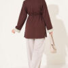 Striped French terry basic tunic with hem edge detail Brown - Afbeelding 3