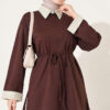 Striped French terry basic tunic with hem edge detail Brown - Afbeelding 4