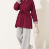 Striped French terry basic tunic with hem edge detail Plum - Afbeelding 2