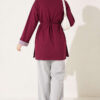 Striped French terry basic tunic with hem edge detail Plum - Afbeelding 3