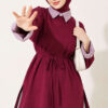 Striped French terry basic tunic with hem edge detail Plum - Afbeelding 4
