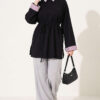 Striped French terry basic tunic with hem edge detail Black - Afbeelding 2