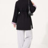 Striped French terry basic tunic with hem edge detail Black - Afbeelding 3