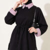 Striped French terry basic tunic with hem edge detail Black - Afbeelding 4