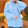 Ribbed Embossed Knit Tunic Baby Blue
