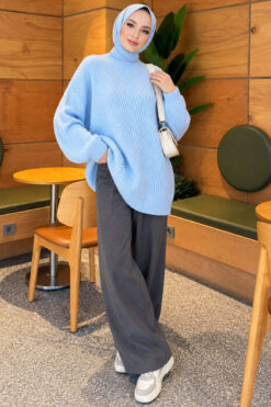 Alternative view of Ribbed Embossed Knit Tunic Baby Blue