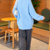 Ribbed Embossed Knit Tunic Baby Blue - Imagen 3