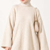 Ribbed Embossed Knit Tunic Beige