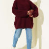 Ribbed Embossed Knit Tunic Burgundy – Image 2