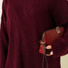 Ribbed Embossed Knit Tunic Burgundy – Image 4