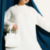 Ribbed Embossed Knit Tunic Ecru
