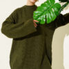 Ribbed Embossed Knit Tunic Khaki