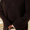 Ribbed Embossed Knit Tunic Brown - الصورة 4