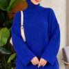 Ribbed Embossed Knit Tunic Saxon Blue