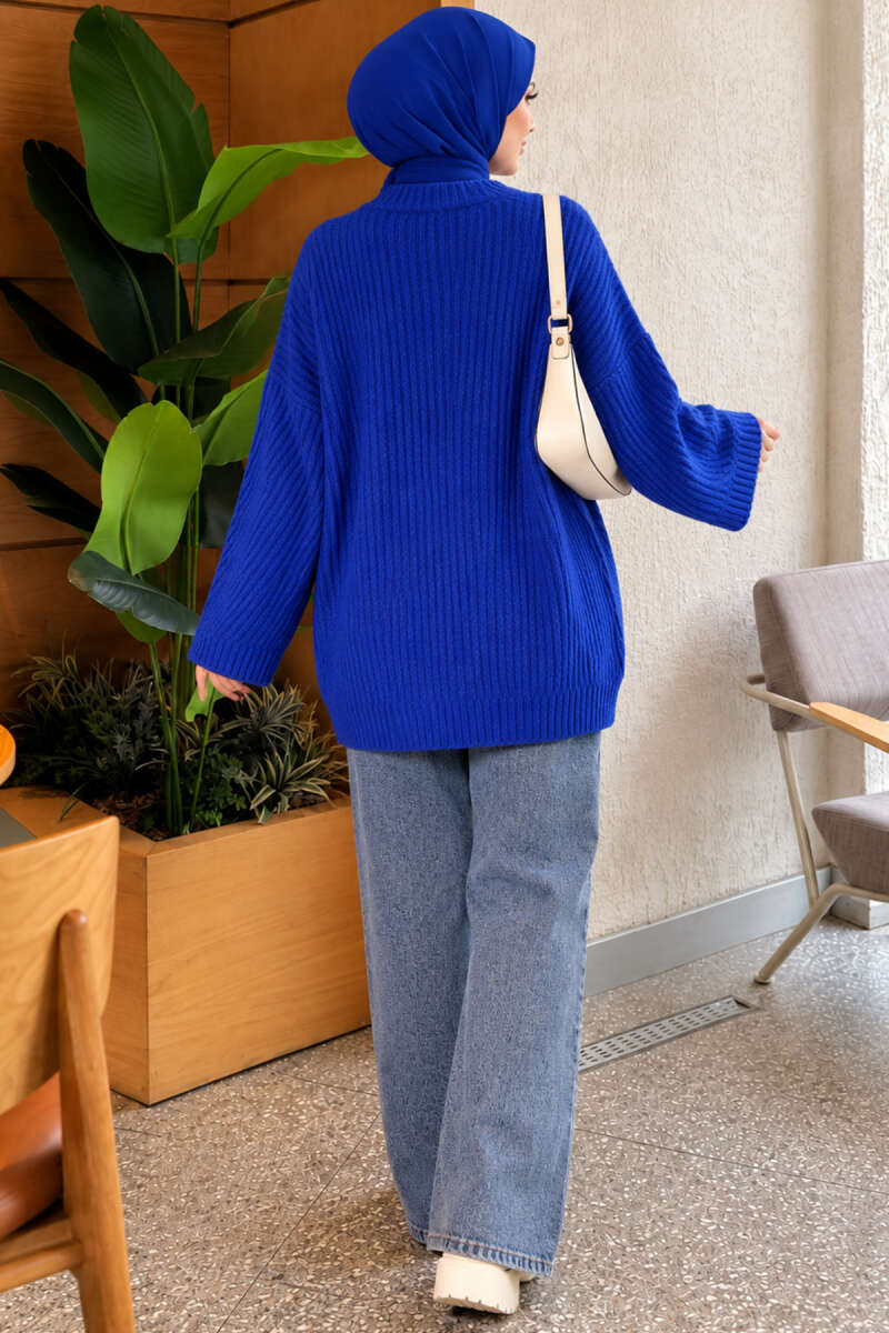 Ribbed Embossed Knit Tunic Saxon Blue - Imagen 4