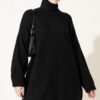 Ribbed Embossed Knit Tunic Black - Image 2