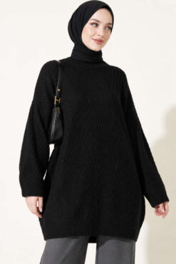 Alternative view of Ribbed Embossed Knit Tunic Black