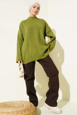 Alternative view of Ribbed Embossed Knit Tunic Green