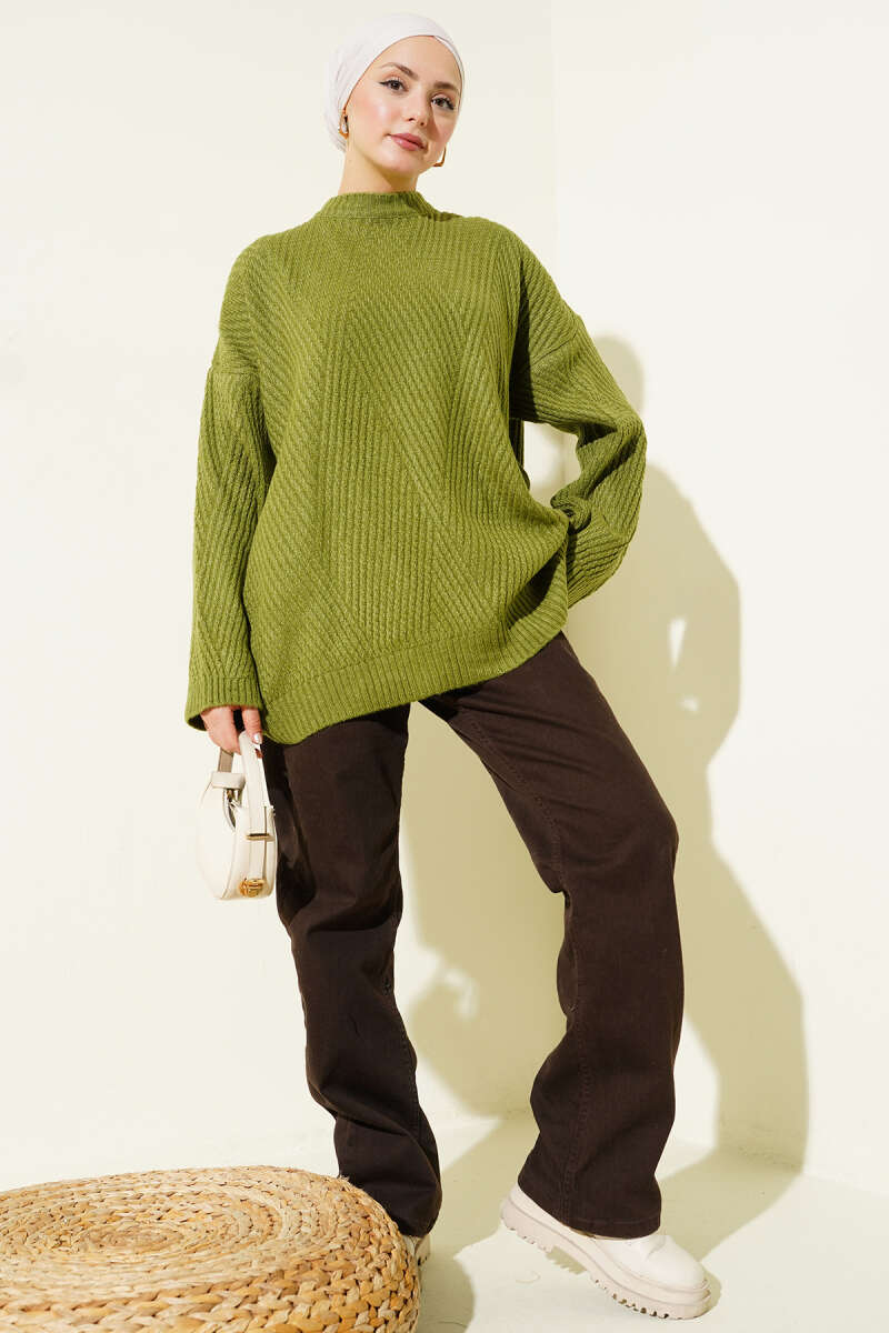Ribbed Embossed Knit Tunic Green - Imagen 2