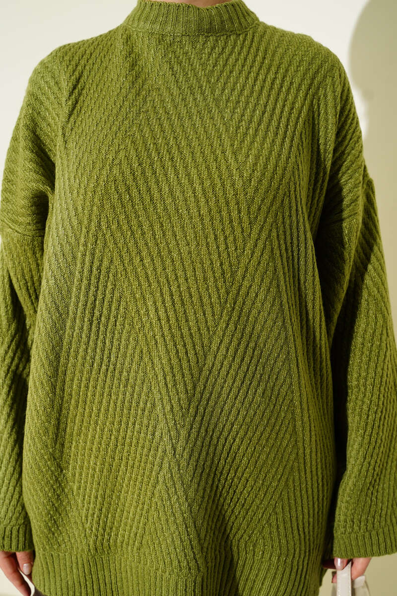 Ribbed Embossed Knit Tunic Green - Imagen 4