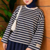 Striped Tunic with Emblem Detail Navy Blue