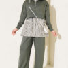 Striped French terry hoodie three-piece set Khaki