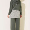 Striped French terry hoodie three-piece set Khaki – Bild 3
