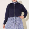 ⁦Striped French terry hoodie three-piece set Navy Blue⁩ - الصورة ⁦2⁩